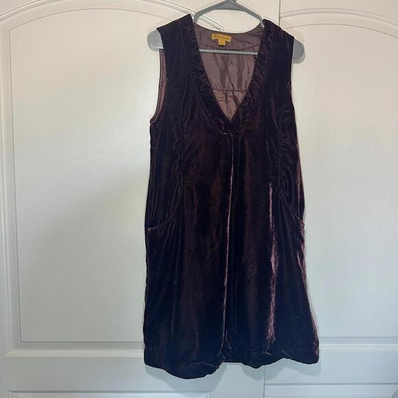 Aprill Cornell Vintage Velvet Mini Dress V Neck Sleeveless Flowy Pocket Purple S - Picture 1 of 4